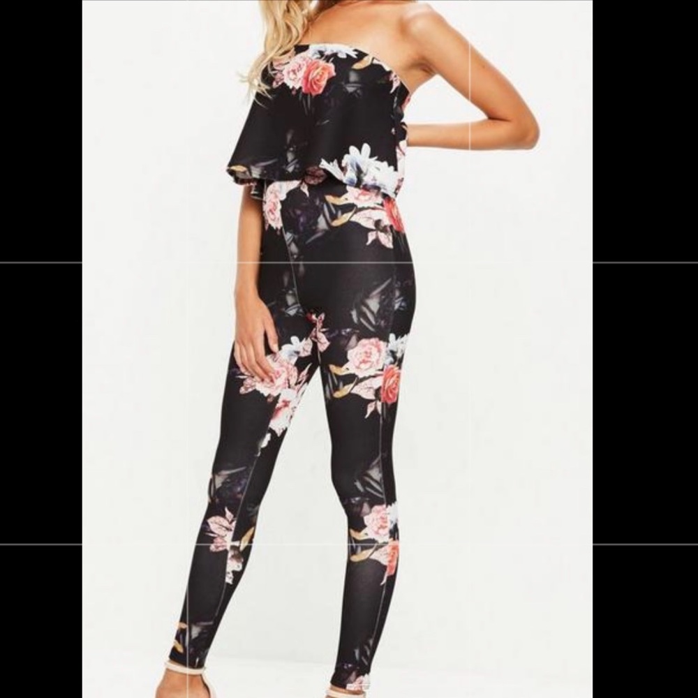 Floral strapless jumpsuit NWT US 2